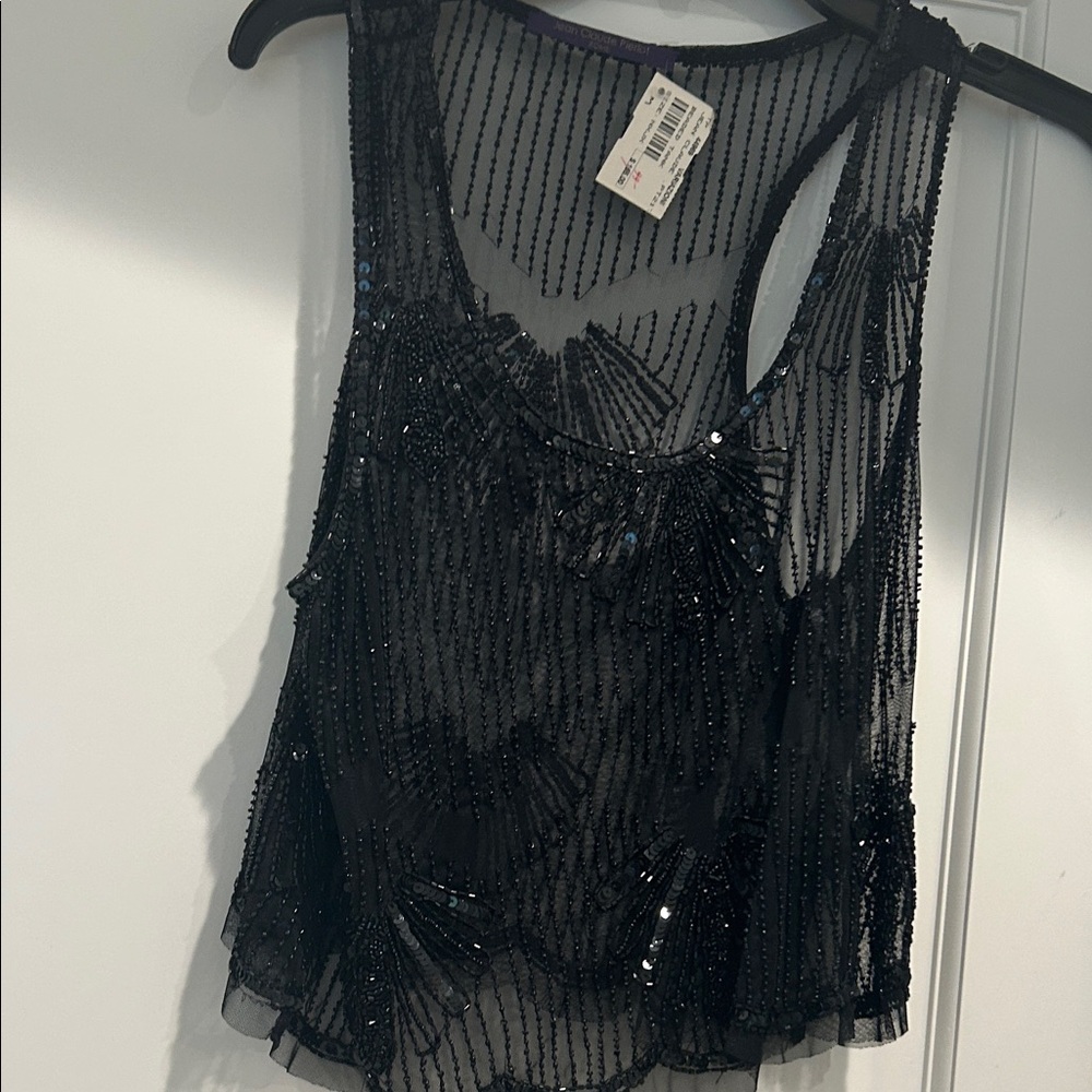 LONDONJEAN Black Sequin Tank Top
